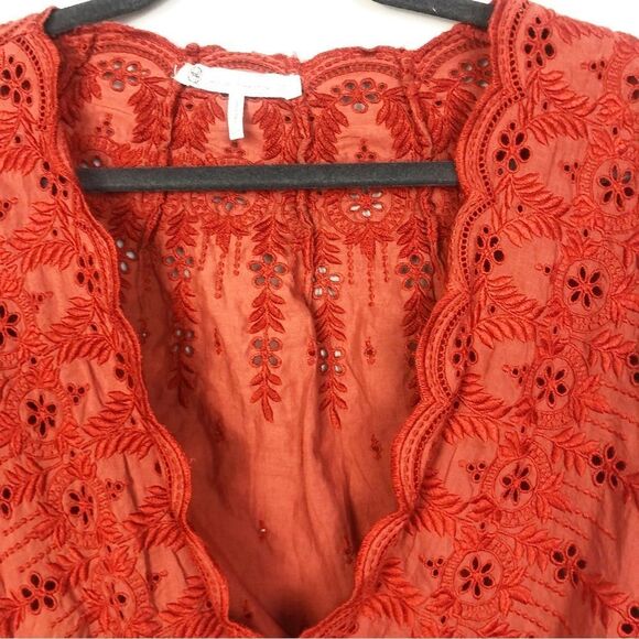 HOUSE OF HARLOW 1960 | Deep Orange Eyelet Lace Wrap Top Drawstring Women’s XS - Picture 3 of 8